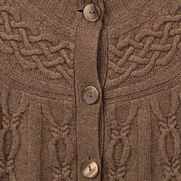Ann Taylor Loft Cardigan Sweater Cable Knit Cashmere Blend Button Front Brown M - Picture 5 of 10